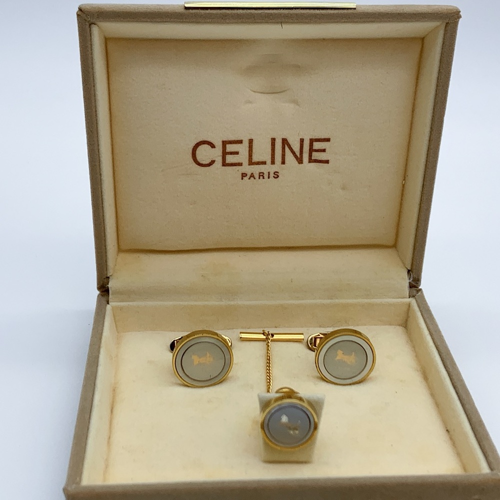 Celine Gold and Silver Cufflinks Set